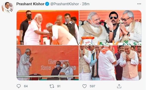 Prashant Kishor Hits Back At Nitish Kumar By Sharing Photos Of Him With PM Modi, Deletes Tweet Later