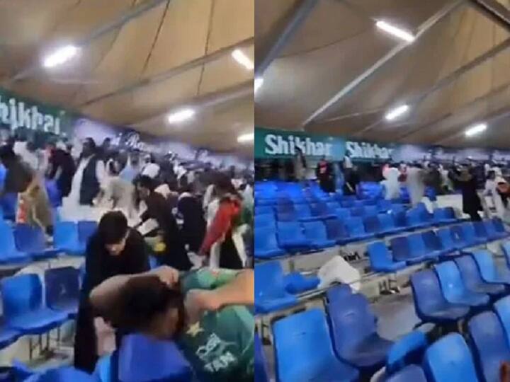 Afghanistan Fans Vandalise Sharjah Stadium after Loss Against Pakistan in Asia Cup PAK vs AFG Fans Fight Video: पाकिस्तान से हार के बाद अफगानी फैंस का बवाल, पाक दर्शकों को पीटा, स्टेडियम में भी की तोड़फोड़