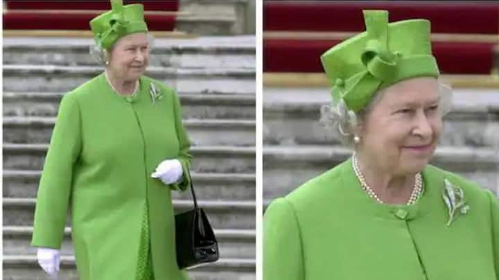 রানি এলিজাবেথ ২০০১ সালে বাকিংহাম প্যালেসে একটি চা পার্টিতে এই সবুজ পোশাকটি পরেছিলেন। পার্টিতে যোগ দেওয়া ৮ হাজার অতিথির মধ্যে রানি তাঁর উজ্জ্বল রঙের পোশাকে দাঁড়িয়েছিলেন।