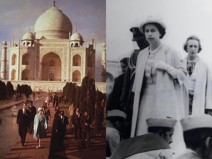 ब्रिटेन की महारानी एलिजाबेथ द्वितीय साल 1961 में पहली बार प्रिंस फिलिप के साथ ताज महल देखने आई थीं, जिसकी तस्वीरें सामने आई हैं.