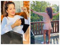 Monalisa Pics: शॉर्ट्स पहन लाइट मेकअप लुक में भी शाइन करती दिखीं मोनालिसा, सिंपल लुक में भी जीता दिल !