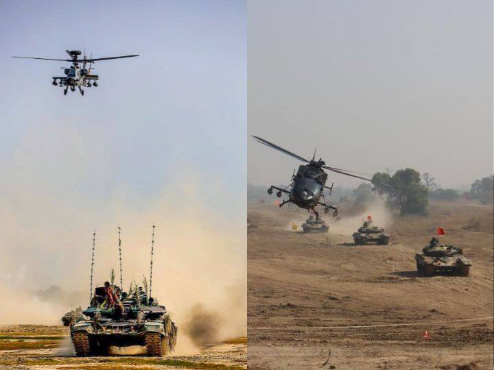 Gagan Strike: सेना की खड़गा कोर और वायु सेना ने पंजाब में संयुक्त अभ्यास ‘गगन स्ट्राइक’ कर अपनी ताकत दिखाई. अभ्यास में शामिल सैनिकों के समर्थन के लिए हमलावर हेलीकॉप्टरों को तैनात किया गया था.