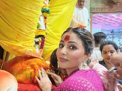 PHOTO : ‘गणपती बाप्पा मोरया!’, अभिनेत्री हिना खान लालबागच्या राजाच्या चरणी नतमस्तक