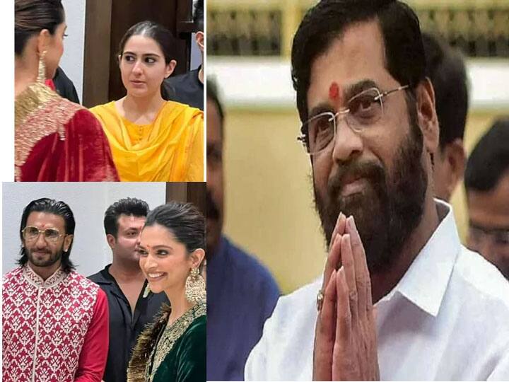 Deepika Padukone Ranveer Singh Sara Ali Khan visit Maharashtra CM Eknath Shinde home for Ganpati darshan Watch Video: गणपति बप्‍पा के दर्शन करने महाराष्‍ट्र सीएम एकनाथ शिंदे के आवास पहुंचे रणवीर-दीपिका और सारा अली खान