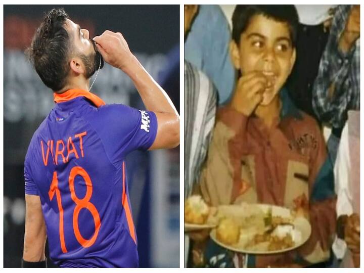 Virat Kohli turns heads with adorable childhood picture on Instagram Virat Kohli : சாப்பிடுங்க.. எஞ்சாய் பண்ணுங்க.. விராட் கோலி பகிர்ந்த க்யூட் ஃபோட்டோ..