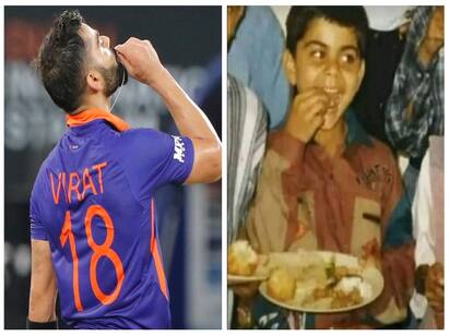 Virat Kohli turns heads with adorable childhood picture on Instagram Virat Kohli : சாப்பிடுங்க.. எஞ்சாய் பண்ணுங்க.. விராட் கோலி பகிர்ந்த க்யூட் ஃபோட்டோ..