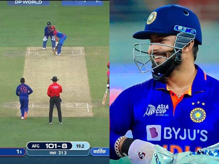 india vs afghanistan dinesh karthik bowling rishabh pant reaction asia cup 2022 VIDEO: Dinesh Karthik की गेंद पर अफगानिस्तान के बल्लेबाज ने जड़े शॉट तो ऋषभ पंत ने दिया मजेदार रिएक्शन