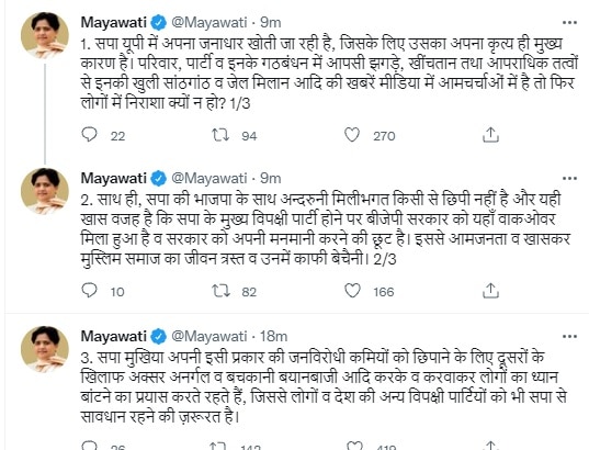 Mayawati ने अखिलेश यादव की टिप्पणी पर किया पलटवार, बीजेपी से मिले होने के आरोपों पर दिया ये जवाब