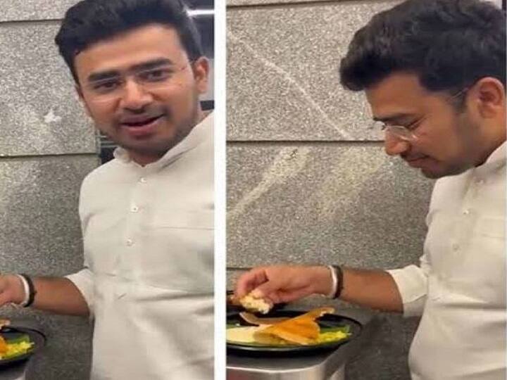 Congress sends 10 dosas to Tejasvi Surya after viral video amid Bengaluru flood Bengaluru Flood : வெள்ளத்தில் மிதந்த பெங்களூரு.. தோசைக்கு ரிவ்யூ கொடுத்த பாஜக எம்பி.. பார்சல் அனுப்பிய காங்கிரஸ்
