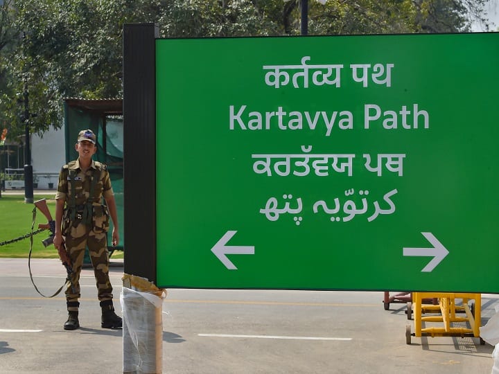 Rajpath erased signages mounted India Gate hexagon Kartavya Path civic body Sher Shah Suri Marg Dr Zakir Hussain Marg 'Rajpath' Erased From Signages Mounted Around India Gate Hexagon