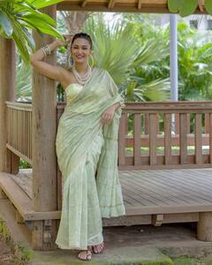 Erica Fernandes : अभिनेत्री एरिका फर्नांडिसचा इंडो-वेस्टर्न लूक, 'अशी' स्टायलिश अंदाज नेसली साडी