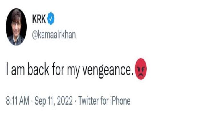 Kamaal R Khan Says 'I Don’t Need Any Revenge' After Deleting ‘Back For Vengeance’ Tweet