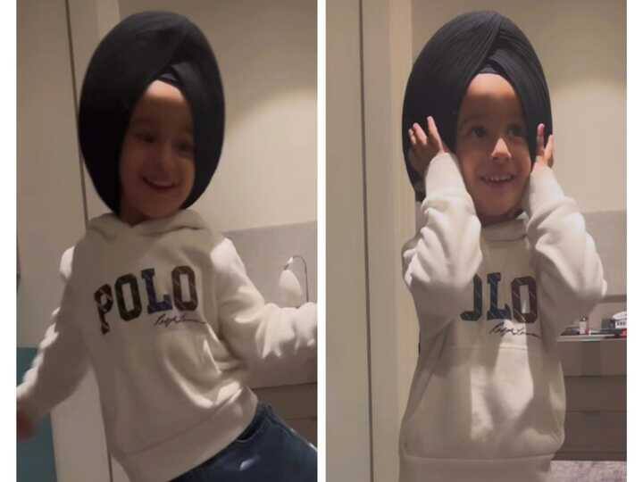 gurbaaz grewal wears turban dances on dad s song nawa nawa pyar his video goes viral on social media ਗੁਰਬਾਜ਼ ਗਰੇਵਾਲ ਨੇ ਸਿਰ ਤੇ ਪੱਗ ਸਜਾ ਕੇ ਡੈਡੀ ਗਿੱਪੀ ਦੇ ਗਾਣੇ `ਨਵਾਂ ਨਵਾਂ ਪਿਅਰ` ਤੇ ਕੀਤਾ ਡਾਂਸ, ਫ਼ੈਨਜ਼ ਨੂੰ ਪਸੰਦ ਆਇਆ ਕਿਊਟ ਅੰਦਾਜ਼