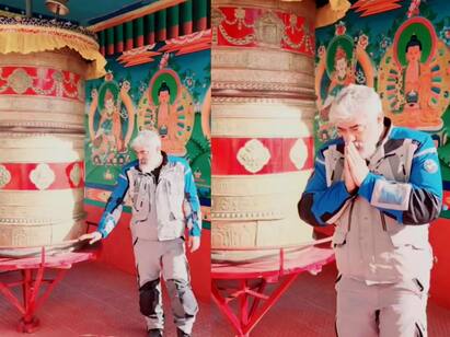 Actor Ajith Kumar Worship at Buddha Temple in Latest Viral Video - Watch Ajith Worship Video: புத்த விகாரத்தில் வழிபாடு... சமூக வலைதளங்களை ஆக்கிரமிக்கும் அஜித்!