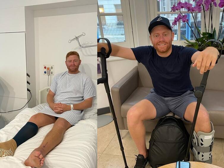 Jonny Bairstow Lower-Limb Injury England batter Completes Surgery Back Home Now to Rest Shares Photos on Instagram Jonny Bairstow Surgery: காயம் தந்த மாயம், மீண்டு வருவதே நியாயம்.. சிகிச்சைக்கு பின் வீடு திரும்பிய பேர்ஸ்டோவ்!