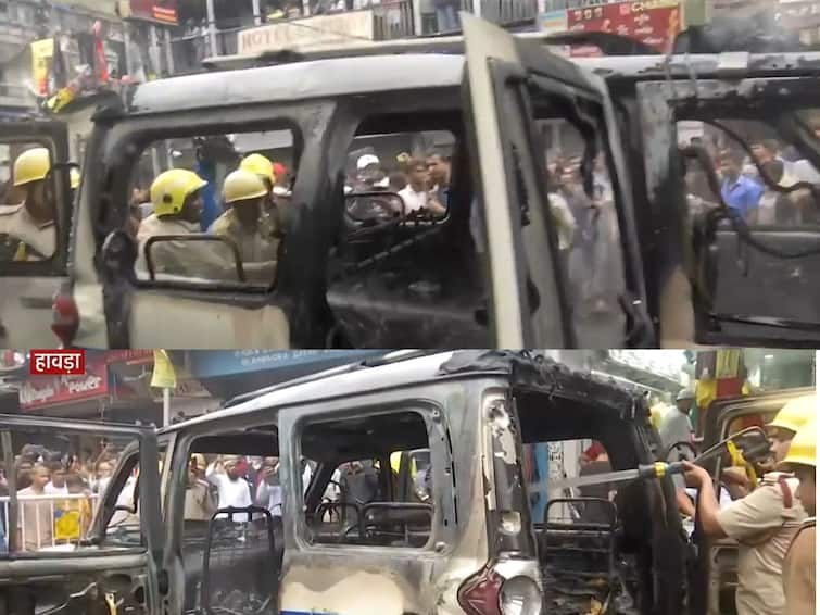 'Nabanna Cholo' March: Protestors Throw Stones At Police, Burn Car Following Detention Of BJP Leaders 'Nabanna Cholo' March: Protestors Set Police Car On Fire Following Detention Of BJP Leaders. Watch Video