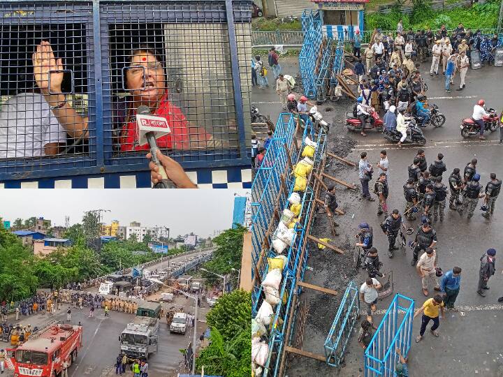 West Bengal Nabanna campaign Clash between police and BJP workers, 4 Arrested BJP Nabanna March: आंसू गैस के गोले, पानी की बौछार और हिरासत में शुभेंदु-लॉकेट... ममता सरकार के खिलाफ BJP का 'संग्राम'