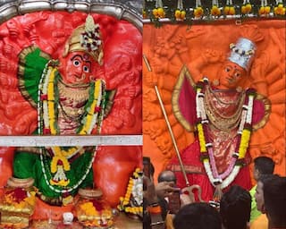 Saptshrungi Devi Mandir : उदे गं अंबे उदे.... तब्बल अकराशे किलो शेंदूर काढला, आता अशी दिसतेय सप्तशृंगी देवीची स्वयंभू मूर्ती