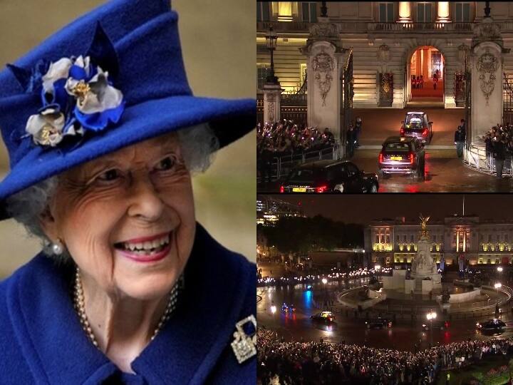 Britain Elizabeth II Death Queen Coffin Arrives At Buckingham Palace Crowds Gather To Pay Their Respects in London Queen Elizabeth II: लंदन लाया गया दिवंगत महारानी एलिजाबेथ द्वितीय का पार्थिव शरीर, श्रद्धांजलि देने के लिए उमड़े लोग