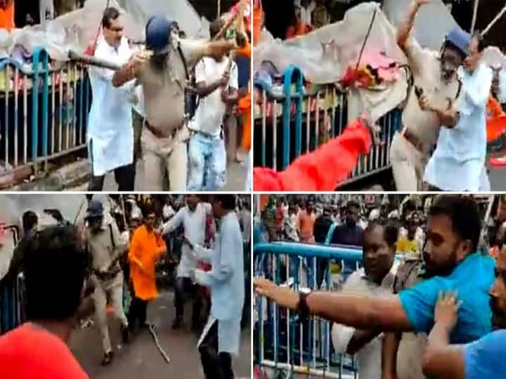 Assistant Commissioner of Kolkata police attacked by BJP protesters during Nabanna Abhijan several cops injured ஓட ஓட விரட்டப்பட்ட காவல் துணை ஆணையர்...நடுரோட்டில் வைத்து தாக்கிய பாஜகவினர்.. என்ன நடந்தது?