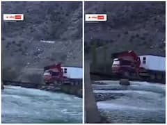 नदी के ऊपर संकरे पुल पर ड्राइवर ने चलाया ट्रक, एक चूक और हो जाती मौत