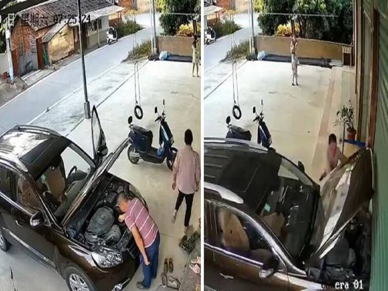 Watch Video: மெக்கானிக்கை நசுக்கிய கார்! வாகனம் முன்னால் நிற்காதீங்க.. - ஷாக் வீடியோ! Automatic Car Crushes A Man Against A Steel Structure While It Was Being Repaired Watch Video: மெக்கானிக்கை நசுக்கிய கார்! வாகனம் முன்னால் நிற்காதீங்க.. - ஷாக் வீடியோ!
