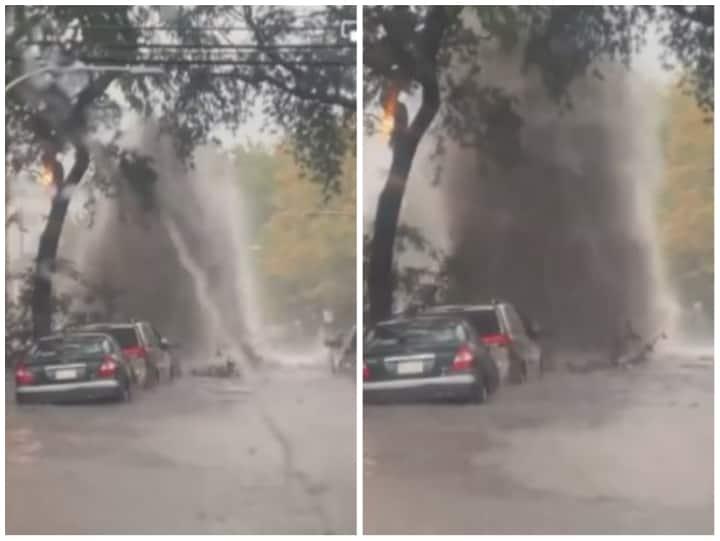 Due to sudden burst of sewer water came out on road and dirt spread in Viral Video Video: अचानक सीवर फटने से सड़क पर फैली गंदगी, सैलाब बनकर निकला पानी 