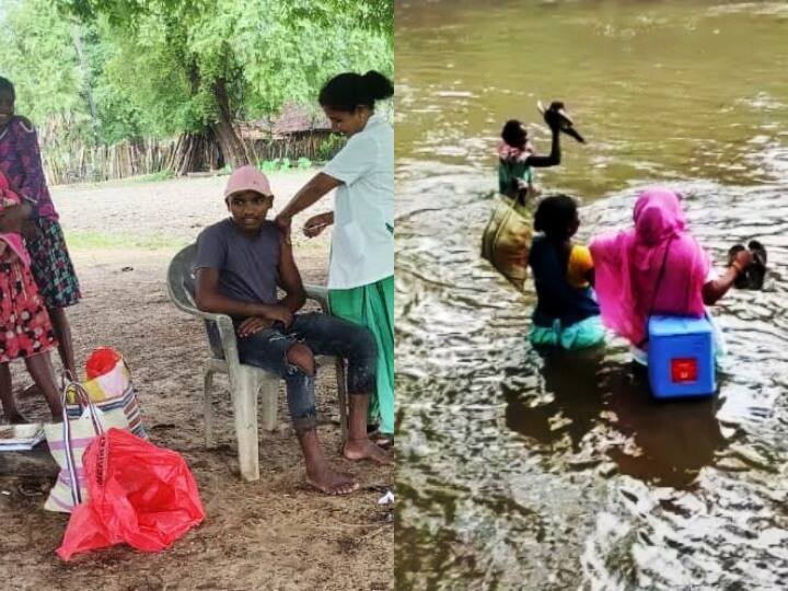 Bijapur: स्वास्थ्यकर्मियों ने तीन नदियां और दुर्गम रास्ते को पार कर लगाई कोरोना वैक्सीन, जमकर हो रही तारीफ Bijapur health department returned safely after vaccination in remote areas ANN Bijapur: स्वास्थ्यकर्मियों ने तीन नदियां और दुर्गम रास्ते को पार कर लगाई कोरोना वैक्सीन, जमकर हो रही तारीफ