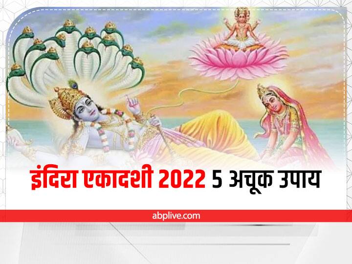 Indira Ekadashi 2022 Upay: पितृ पक्ष में इंदिरा एकादशी का व्रत 21 सिंतबर 2022 को किया जाएगा. इस दिन कुछ विशेष उपाय कर पितृ दोष से मुक्ति मिल सकती है, साथ ही भगवान विष्णु की विशेष कृपा बरसती है.