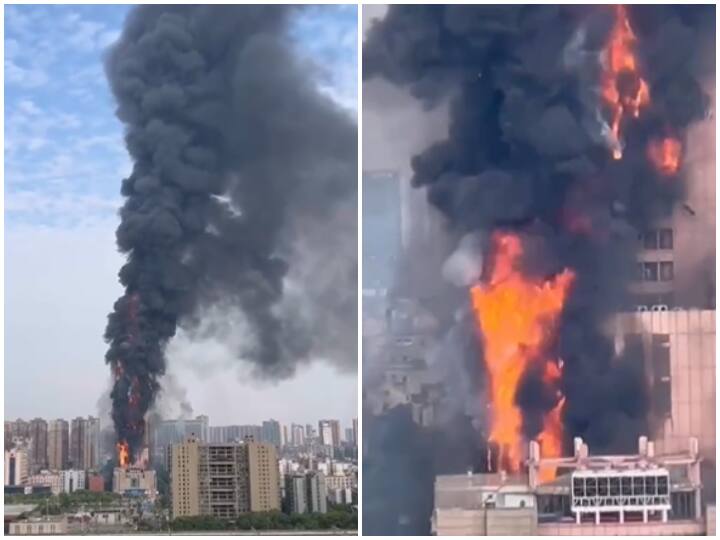 Major fire broke out in a building in the central Chinese city of Changsha China: चांग्शा शहर में 42 मंजिला इमारत में लगी भीषण आग, बचाव कार्य जारी, देखें वीडियो