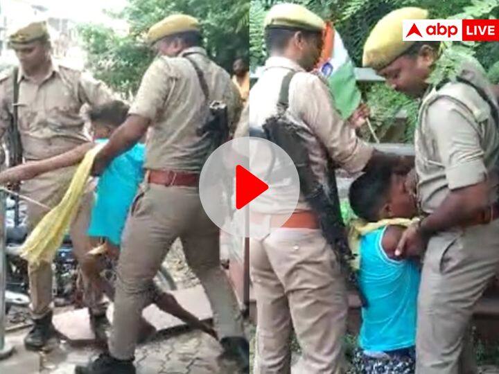 Watch Sultanpur police dragged Divyang reached out from Keshav Prasad Maurya program video viral ann Viral Video: डिप्टी CM केशव प्रसाद मौर्य से मिलने अपनी फरियाद लेकर पहुंचा दिव्यांग, पुलिस ने घसीटकर निकाला बाहर