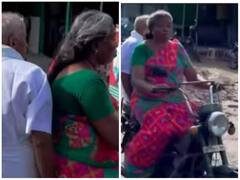 पति को पिछली सीट पर बैठाकर बाइक चलाती दिखी बुजुर्ग महिला, सोशल मीडिया यूजर बोले- हैवी ड्राइवर