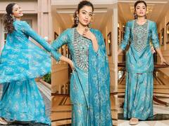 Rashmika Mandanna Pics: ब्लू प्लाजो सूट में रश्मिका मंदाना के सिंपल लुक ने भी खींचा हर किसी का ध्यान, लाजवाब है 'श्रीवल्ली' का ये अंदाज