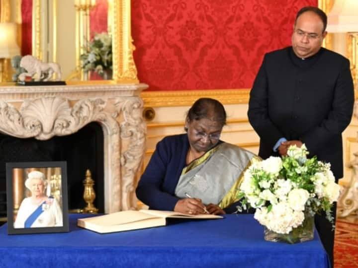 President Droupadi Murmu Visited Westminster Hall Where Crimination Of Queen Elizabeth II Queen Elizabeth II Funeral: રાષ્ટ્રપતિ દ્રૌપદી મુર્મુએ ક્વિન એલિઝાબેથને શ્રદ્ધાંજલી આપી, જુઓ તસવીરો