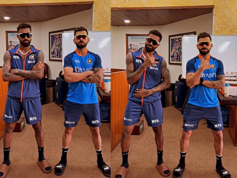 Virat Kohli, Hardik Pandya shakaboom the internet with new dance reel, watch video Viral Video: ஒன்றாக இணைந்து ரன் மட்டும் அல்ல.. நடனமும் ஆடுவோம்... ஷாகபூம்க்கு ஆடிய கோலி, ஹர்திக்!