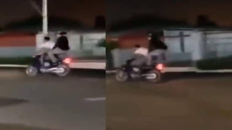 Video of a girl jumping 4 feet in the air on a moving bike goes viral ਚੱਲਦੀ ਬਾਈਕ 'ਤੇ 4 ਫੁੱਟ ਹਵਾ 'ਚ ਛਾਲ ਮਾਰਨ ਵਾਲੀ ਲੜਕੀ ਦਾ ਵੀਡੀਓ ਹੋਇਆ ਵਾਇਰਲ