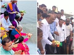 Photo: श्रेयवाद! आधी खैरे आता भुमरेंनी केलं जायकवाडीचं जलपूजन