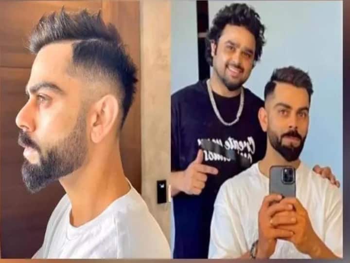 Virat Kohli New Look Kohli gets stylish haircut ahead of T20 World 2022 Cup See Photo Kohli New Look: கிங் கோலியின் நியூ கெட்டப்..! லைக்குகளை தெறிக்கவிடும் ரசிகர்கள்...!