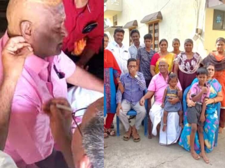 Namakkal: 73-year-old father was helped by his daughters to get their ears pierced சிறு வயது கனவு.. 73 வயதில் தந்தைக்கு காது குத்து... ஆசையை நிறைவேற்றிய மகள்கள்.. நாமக்கல்லில் சுவாரஸ்யம்..