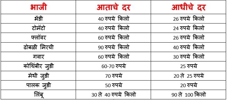 Vegetable Price : पावसामुळे भाज्यांचं मोठं नुकसान, मुंबईत आवक घटली, दर 40 टक्क्यांनी वाढले