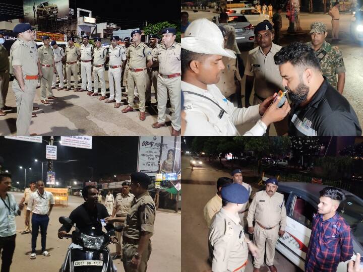 Durg SP march at midnight action on drug addicts and traffic rules breaker in Chhattisgarh ann Durg News: आधी रात को सड़कों पर निकले SP, नशेड़ी-ट्रैफिक नियम तोड़नेवालों की लगाई क्लास, चार बारों को कराया बंद