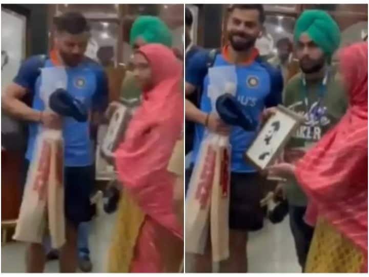 India vs Australia Virat Kohli Virat Video In Mohali Virat Accepts Special Portrait Gift From Fan Virat Kohli Accepts Special Gift From Fans Ahead Of Ind vs Aus 1st T20I - WATCH