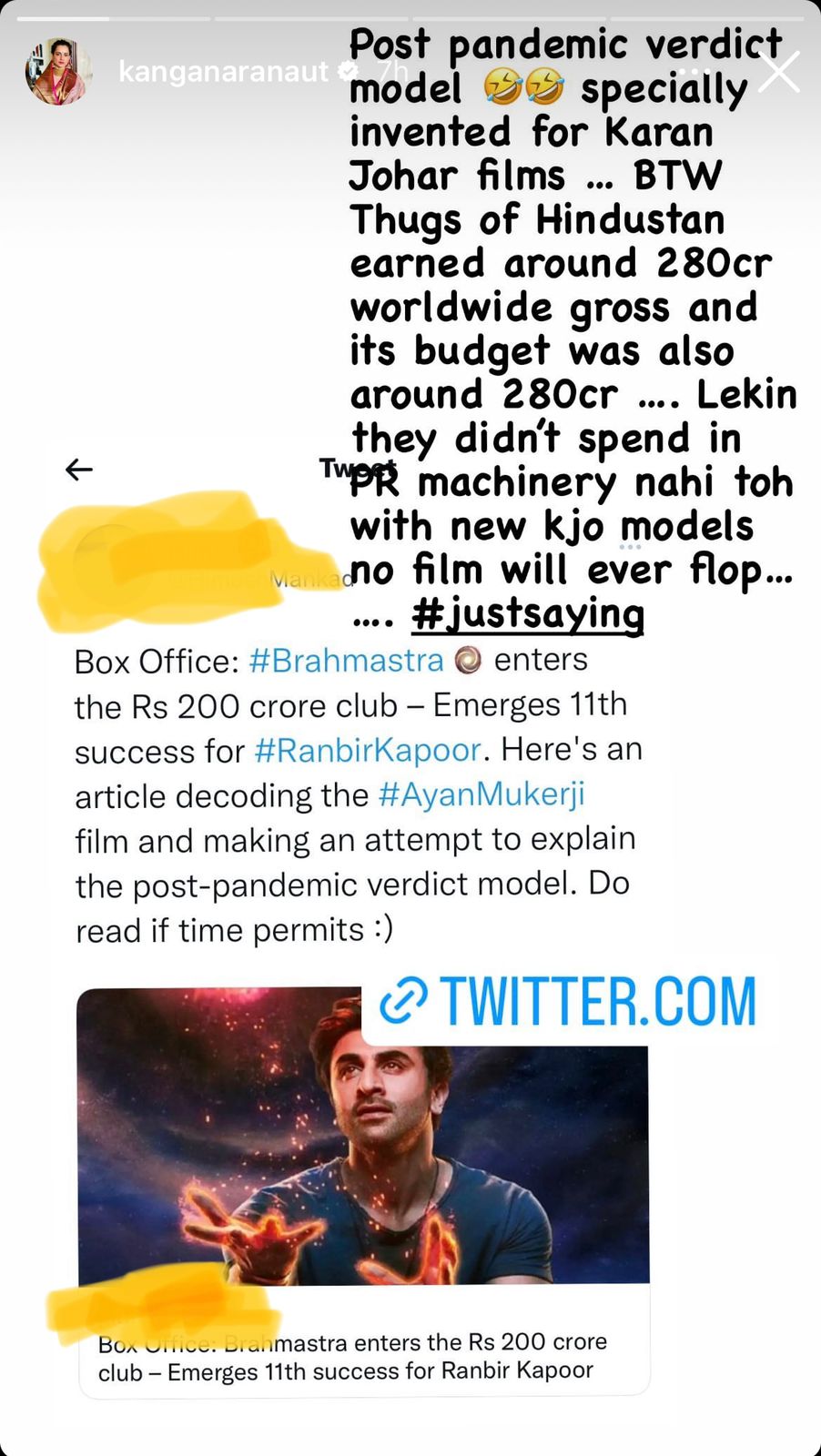 Brahmastra: फिर तो कोई फिल्म फ्लॉप ही न हो..., कंगना रनौत ने करण जौहर की 'ब्रह्मास्त्र' पर बोला हमला