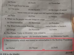 'Untouchable Caste Of Bombay Presidency': Madurai CBSE School Question Paper For Class 6 Stirs Controversy