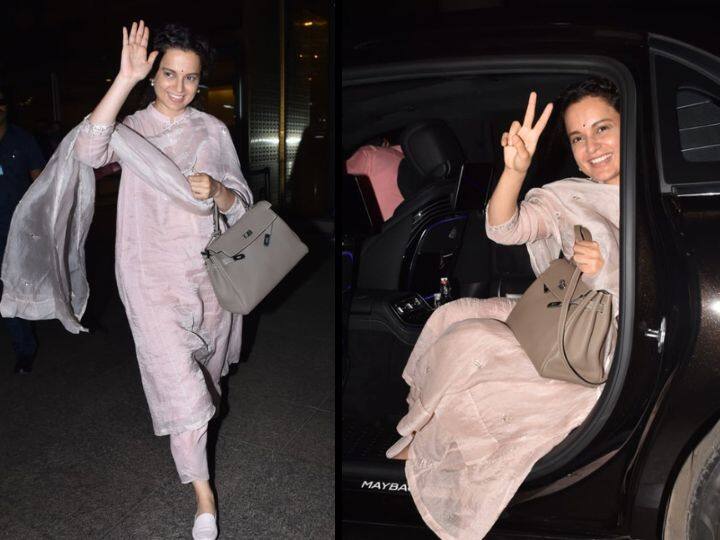 Kangana Ranaut Latest Pics: कंगना रनौत आए दिन चर्चा का विषय बनती रहती हैं. इस बीच कंगना की एयरपोर्ट लुक की लेटेस्ट तस्वीरें सामने आईं हैं, जिनमें वह विक्ट्री साइन दिखाती हुईं नजर आ रही हैं.