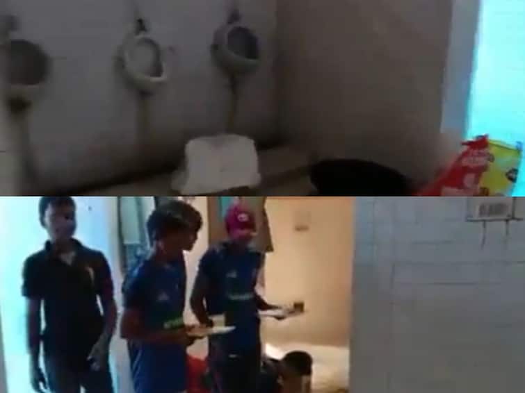 Uttar Pradesh Kabaddi players served food from toilet, official suspended Congress shares video watch Uttar Pradesh : यूपीच्या सहारनपूरमध्ये खेळाडूंना गलिच्छ वागणूक, टॉयलेटमध्ये वाढलं जेवण, काँग्रेसनं शेअर केला व्हिडीओ 