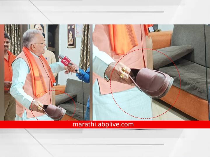 maharashtra News Aurangabad News During the interview Khair took the shoe in his hand अन् भर मुलाखतीत खैरेंनी पायातील बूट हातात घेतला, नेमकं काय घडलं पहा...