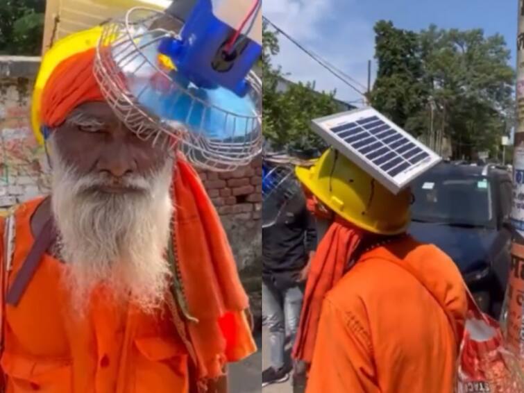 Uttarpradesh Old man from kheri district roaming with Fan in his head video goes viral in social media Watch Video: தலையில் ஃபேன்... சாலையில் கூலாக சுற்றும் முதியவர் - வைரல் வீடியோ..!