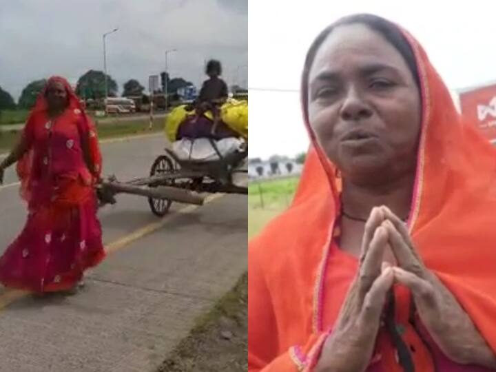 Viral Video Rajgarh, mother pulling  bull car daughter with her, said no food video viral In mp ann Viral Video: बैल की जगह खुद गाड़ी खींच रही थी विधवा महिला, मासूम बेटी भी साथ, रुला देगा ये वीडियो