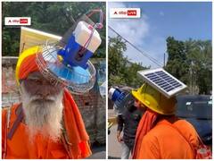 बुजुर्ग शख्स ने गर्मी से बचने का निकाला अनोखा जुगाड़, सिर पर लगाया सोलर फैन